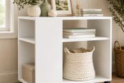 Side Table Cabinet Rolling Wheels