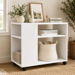 Side Table Cabinet Rolling Wheels