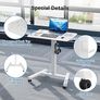 Mobile Standing Desk with 4 Rolling Castors Height Adjustable Desk on Wheels Portable Stand Up Desk Over Bed Table for Living Room Medical Use Space Saving White Image 5