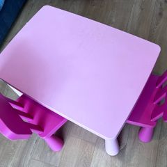 Kids plastic table and 2 chairs