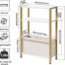 Narrow Side Table, 3-Tier Slim End Table with Fabric Basket, Modern Sofa Table for Narrow and Small Spaces, with Gold Metal Frame, White Image 5