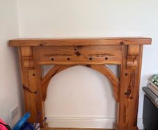 Pine fire place surround and marble insert