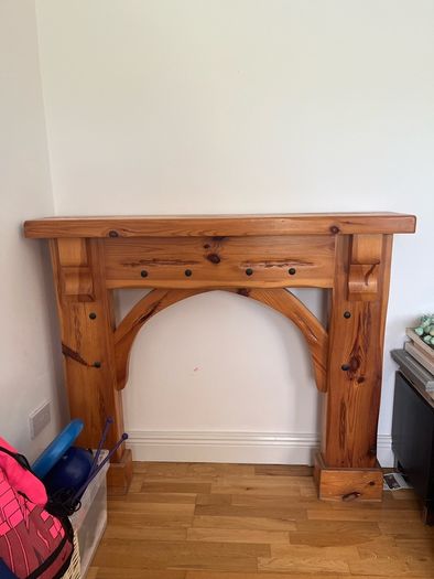 Pine fire place surround and marble insert