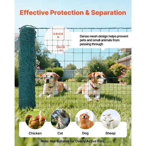 Temporary Fence with Posts, 1.05 x 50m Plastic Mesh Fencing, Garden Safety Fences Netting with Double-Spike Stakes & Guy Ropes