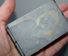 Vintage Metal Printing Plate on Wood Block Photo Negative  Women