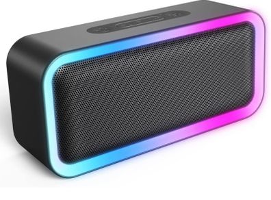 2022 RGB Lights Bluetooth Speaker, 10W Small Portable Wireless Bluetooth Speaker w/HD Stereo, IPX5 Waterproof, 18H Playtime, Mic, TF Card, Mini Speakers for Home Garden Party Camping Travel (FREE POSTAGE)