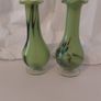 Fabulous Pair of Mid Century Matching Mouth-Blown Glass Vases In Lime Green with Swirls, Unknown Maker, Possibly Italian/Murano, Japanese or Chinese, Circa 1950 Image 2