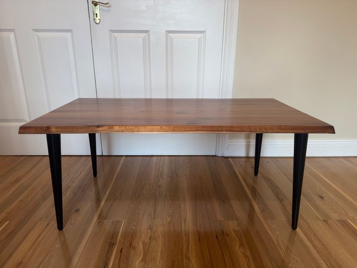 JYSK HALSKOV Style Coffee Table, Solid Wood Top, Black Legs