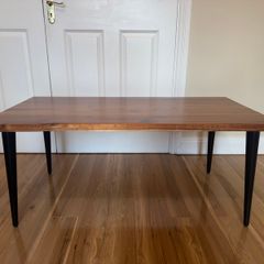 JYSK HALSKOV Style Coffee Table, Solid Wood Top, Black Legs