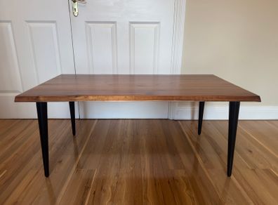 JYSK HALSKOV Style Coffee Table, Solid Wood Top, Black Legs