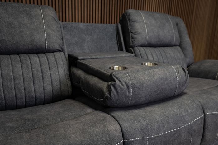 Naiomi 3+1+1 Electric Grey Fabric Recliner Sofa Set
