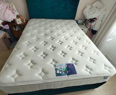 Complete King Size Bed Set: King Coil Mattress, Respa Half-Ottoman Base & Matching Headboard (With Receipt)