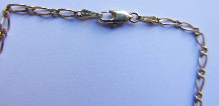 Vintage Solid 9Ct Yellow Gold 375 Figaro link Bangle Bracelet,  length 7.5" - 1,8g