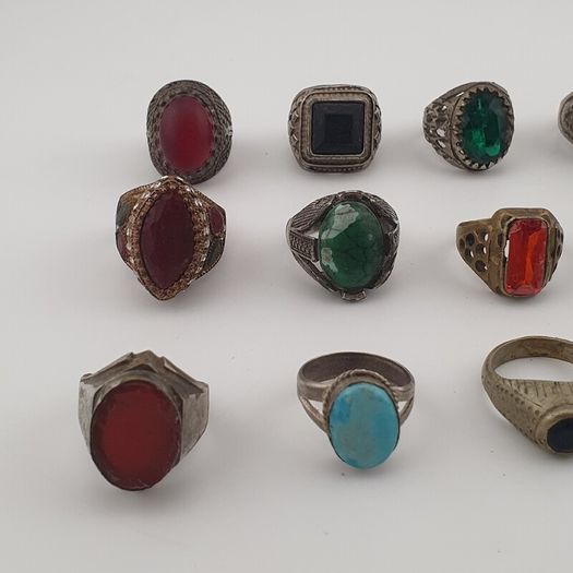 Ancient Inspired Brass Rings Set of 15 Collectible Jewellery Pieces