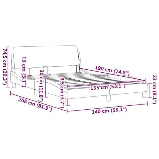 Bed Frame "Dover" Black 135x190 cm Double Velvet