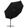 Cantilever Umbrella with Pole and LED Lights Black 300 cm Image 3
