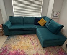 DFS Okra Velvet Teal Corner Sofa