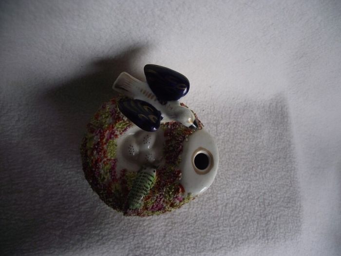 19th Century Staffordshire Pottery "Bird on Nest" Quill Holder