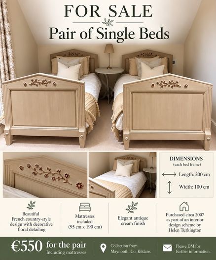 Pair of French country- style beds