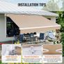 Manual Retractable Awning, 12 x 10 ft Outdoor Patio Awning Retractable Sun Shade, Water-Resistant Polyester Patio Door Window Awning Sunshade Shelter with Crank Handle for Backyard, Balcony Image 3