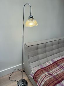 Modern Floor Lamp with reeded glass shade