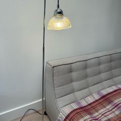 Modern Floor Lamp with reeded glass shade