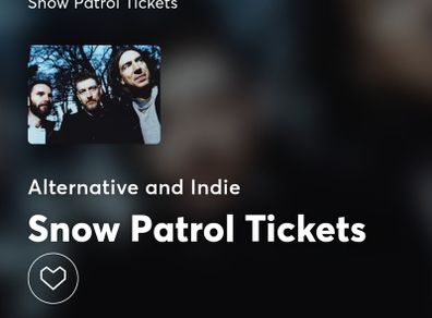 2x Snow patrol tickets