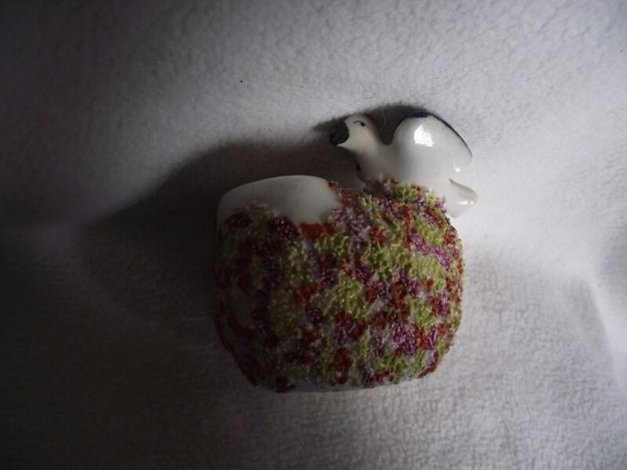 19th Century Staffordshire Pottery "Bird on Nest" Quill Holder