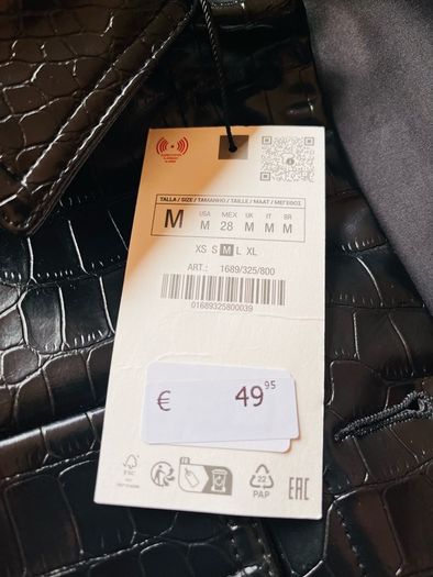 Zara Croc Effect Faux Leather Jacket, Size M, New with tags