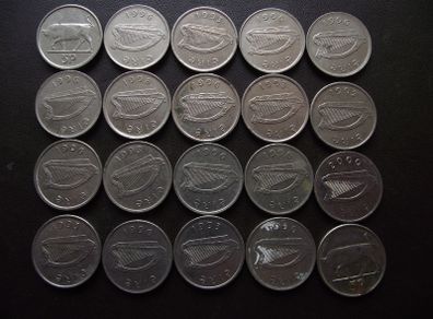 20 Irish 5 pence coins (1993-2000)