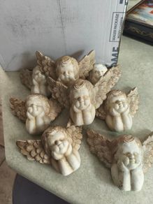 8 Cherub Angel Resting On Hands Wall Sculpture ,At 12.00 Euro EACH.