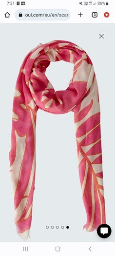 Oui large scarf - Pure Viscose - Pink White - BNWT RRP 60
