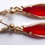 Vintage Gold Plated Red Red Teardrop Earrings Image 9