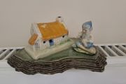 Vintage Shamrock Pottery leprechaun and cottage