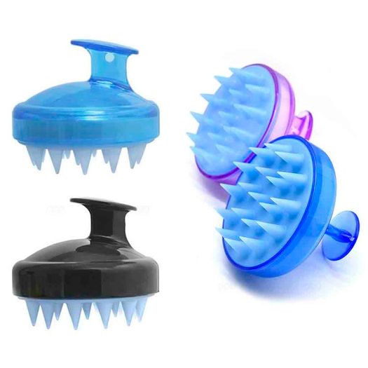 Silicone Scalp Brush Shower Shampoo Massage Comb Hair Washing Massager - BLUE