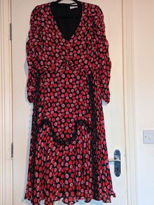 beautiful floral with lace, pleated midi dress