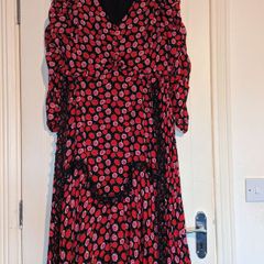 beautiful floral with lace, pleated midi dress
