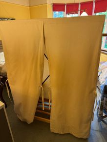 Fabric and wood clothes wardrobe