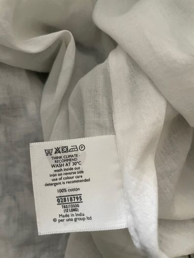 Per Una White with Black Floral Print Cotton Dress Size 12 Long