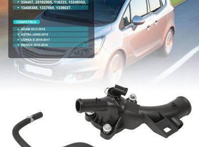 Thermostat Housing Water Pump Outlet 1338487 Fit for Vauxhal Adam Astra Corsa Meriva 2010-2016 25192985 13249353,with Water Hose