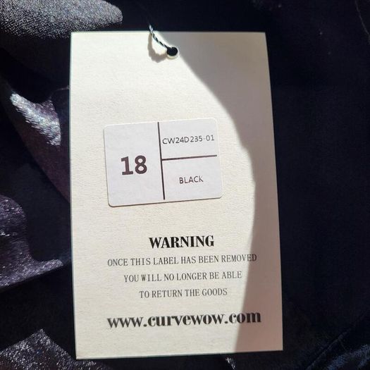 CurveWow black satin dress, Size 18, BNWT