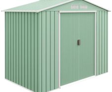 7 x 4ft Metal Garden Shed, Outdoor Storage Tool House with Ventilation Slots, Foundation Kit and Lockable Double Doors, Light Green