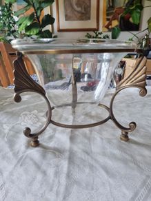 Art Nouveau style bowl in a brass stand