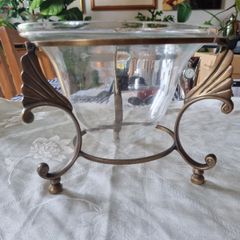 Art Nouveau style bowl in a brass stand