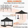 10ft x 10ft Black Pop-Up Gazebo with Clear Sidewalls & Wheeled Carry Bag 3m x 3m Image 3