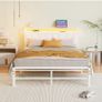 White Double Bed Frame with Storage and LED Lights,4ft6 Metal Platform Bed Frame Double Size Bed Base with Charging Station,Mattress Base,Strong Slats Support,Under-bed Storage,Noise Free Image 8