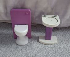 Barbie doll wooden furniture bathroom set