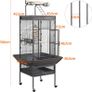 Large Aviary Cage for Parrots Inseparable Large with Pedestal Metal Wheels for Indoor Outdoor 65.5 x 65.5 x 156 cm Black Image 4