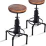 Vintage Industrial Bar Stools (Set of 2)  Solid Wood Seat with Black Pipe Frame Image 6