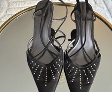 Ladies Black Dolomite Kitten Heal Sling back shoe